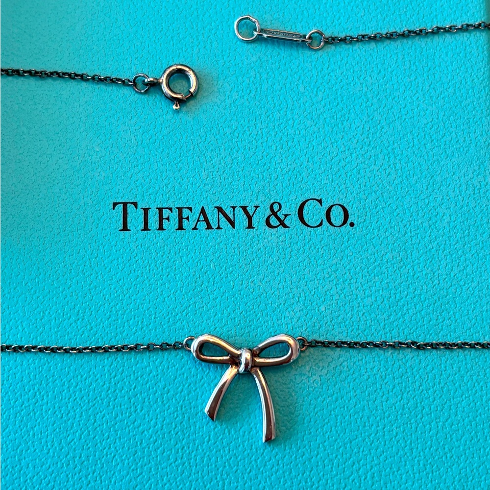 Tiffany Retired Bow Necklace - Silver - 16”